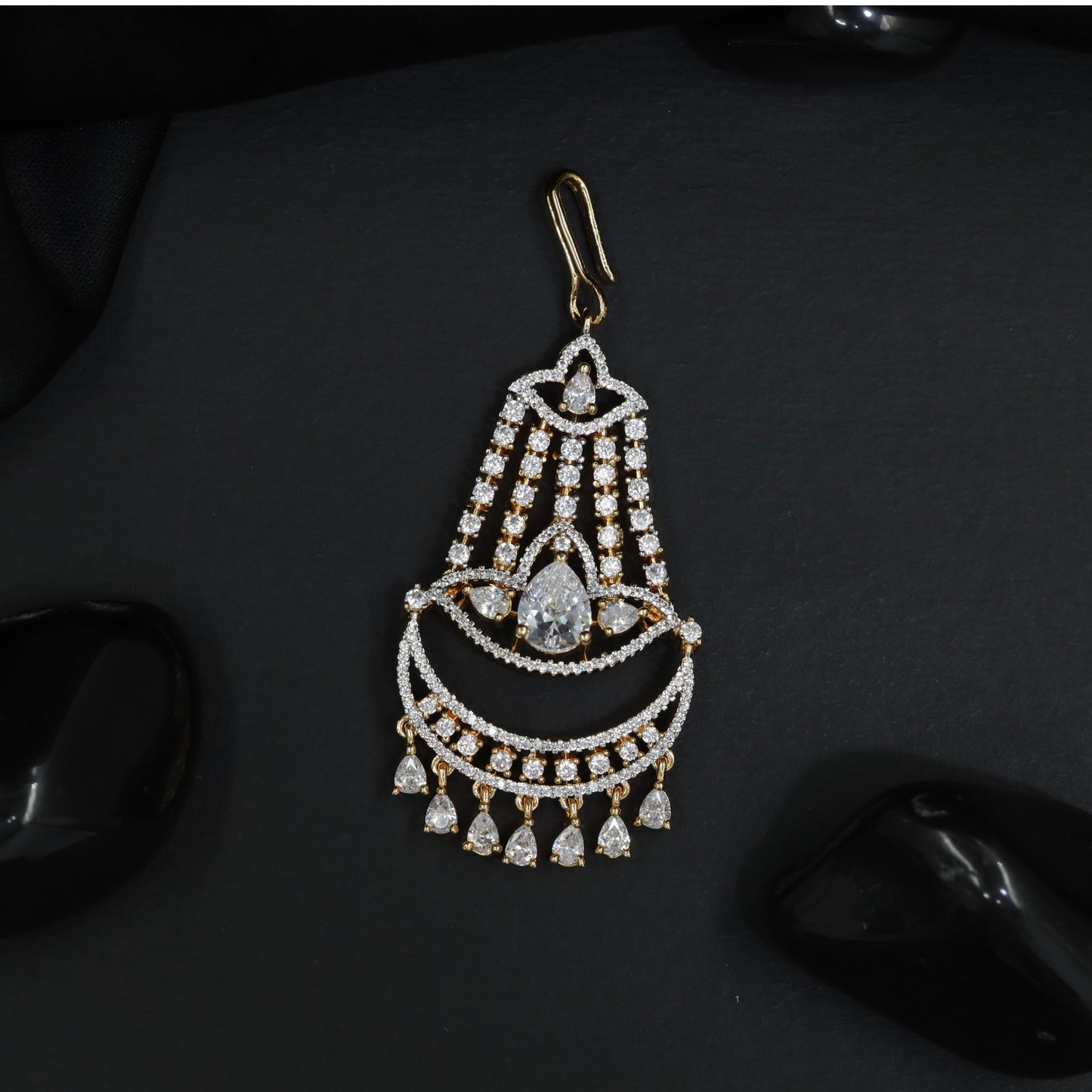 Traditional Jhumar with Decorative Crescent Pattern and Fringe