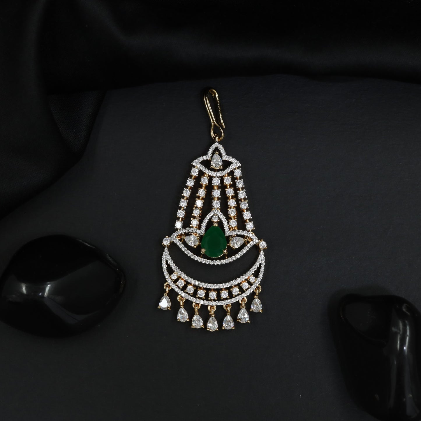 Traditional Jhumar with Decorative Crescent Pattern and Fringe
