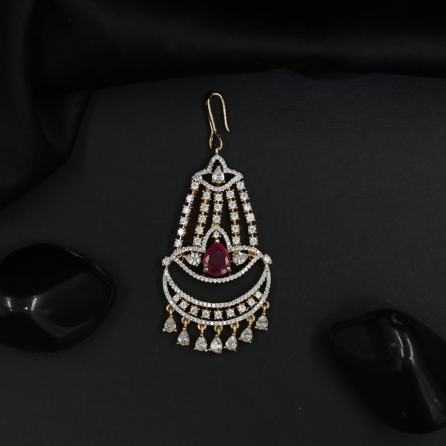 Traditional Jhumar with Decorative Crescent Pattern and Fringe