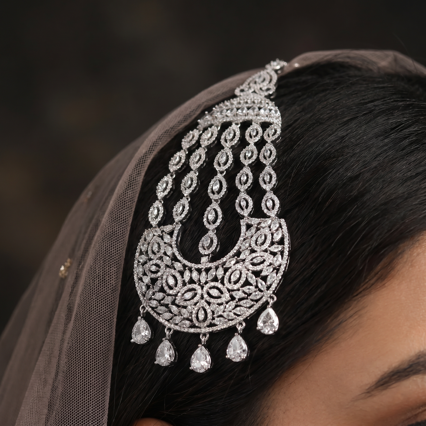 Designer Jhumar with Oval Motif Strands and Decorative Drops