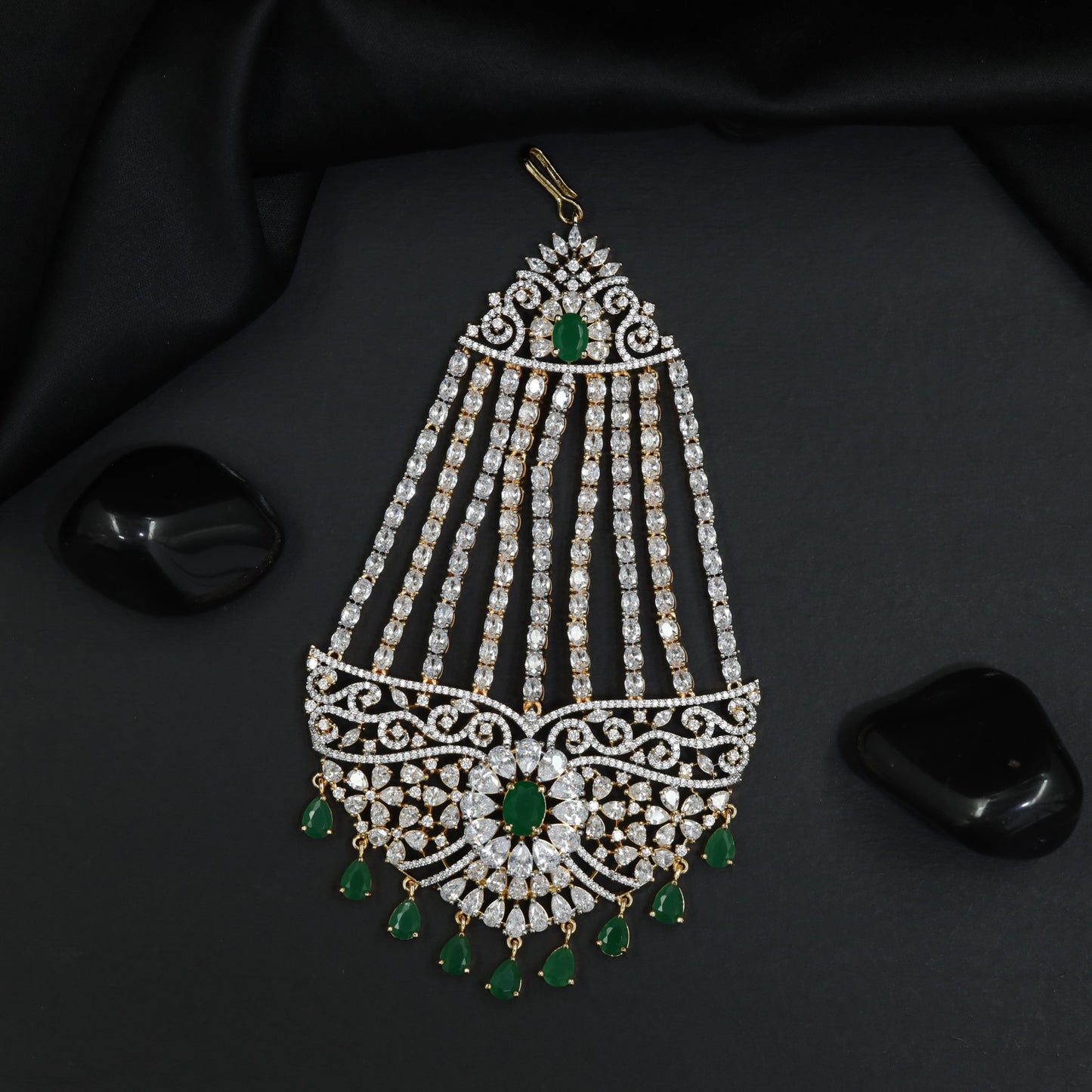 Statement Jhumar with Floral Burst Motif and Cascading Strands