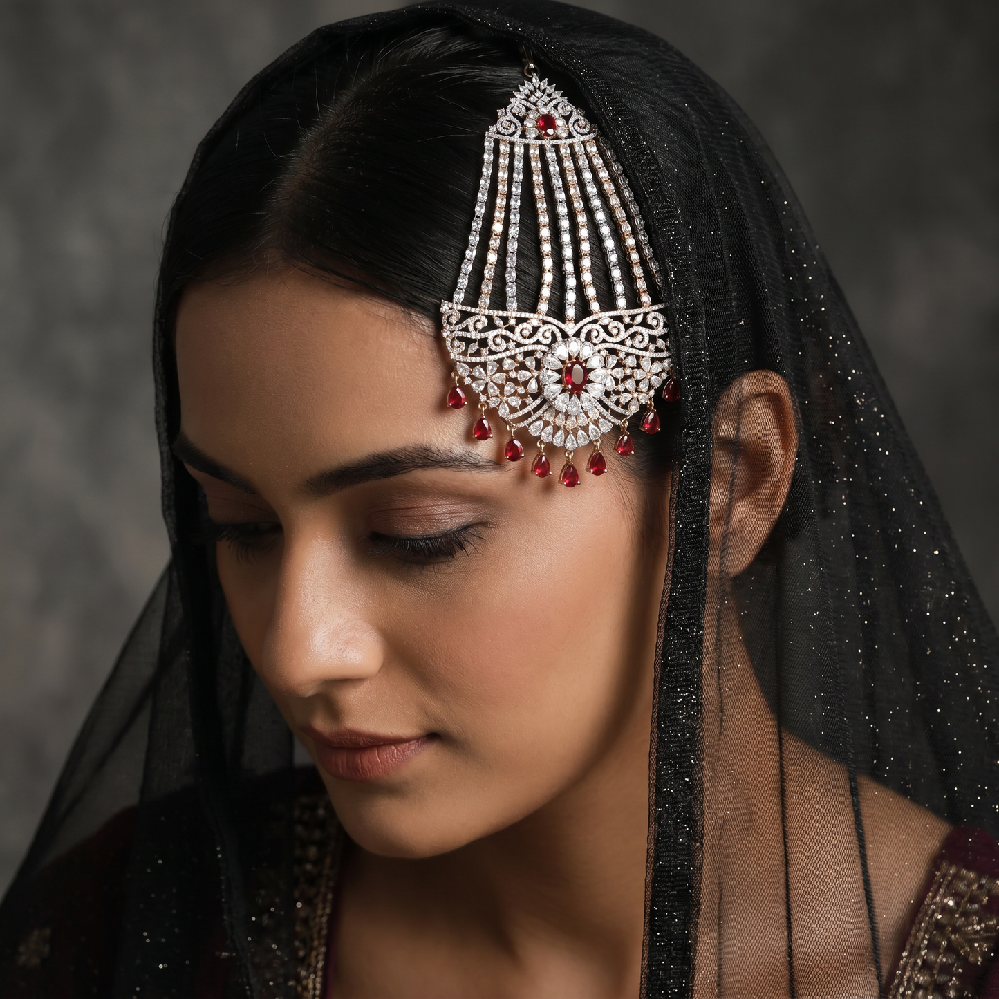 Statement Jhumar with Floral Burst Motif and Cascading Strands