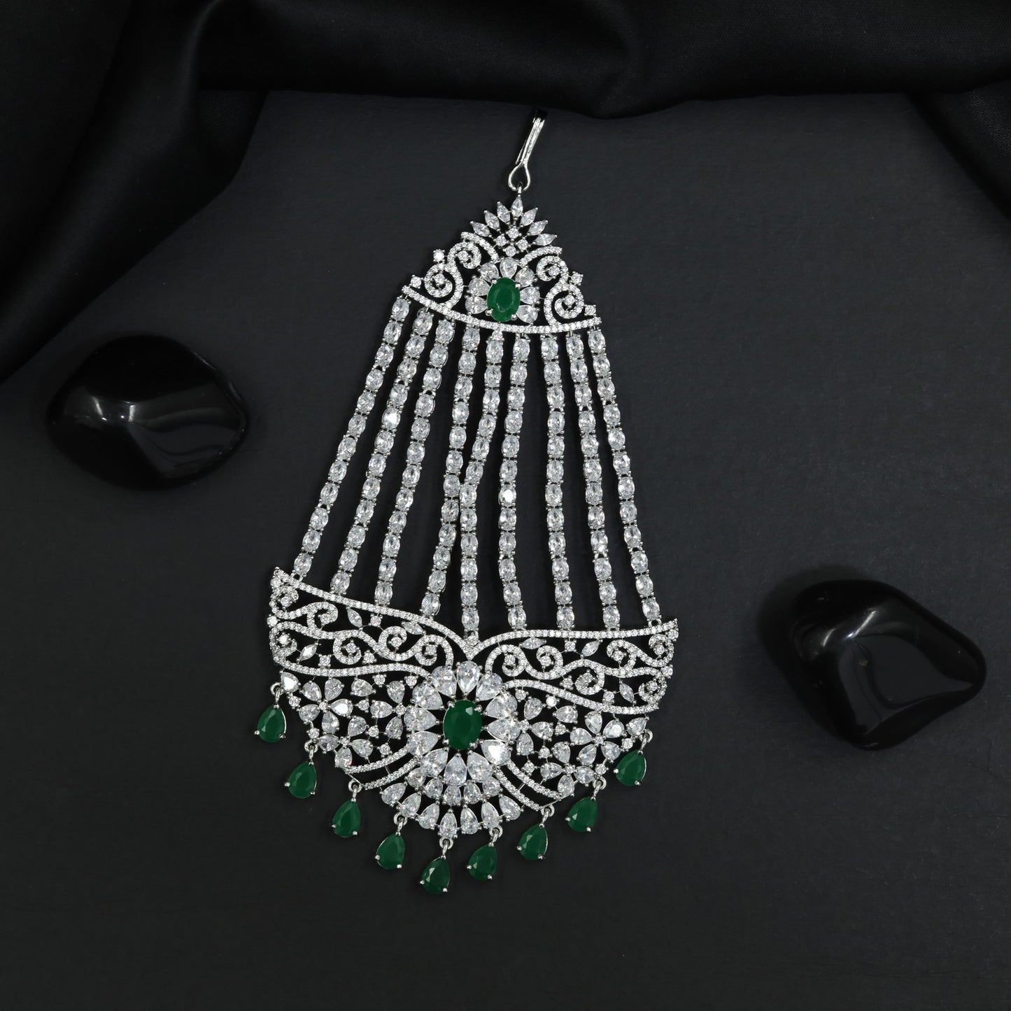 Statement Jhumar with Floral Burst Motif and Cascading Strands