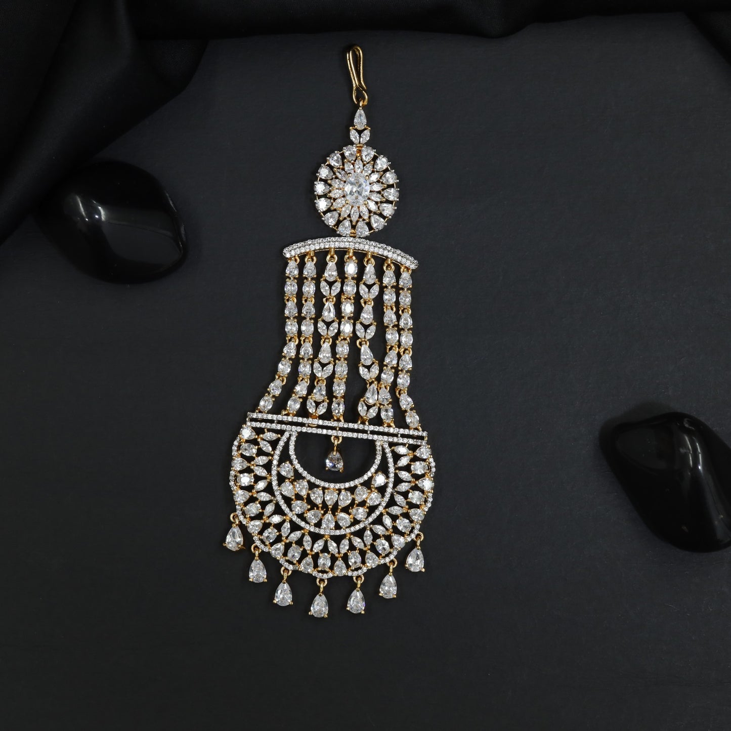 Jhumar Featuring Floral Burst Centre and Hanging Strands