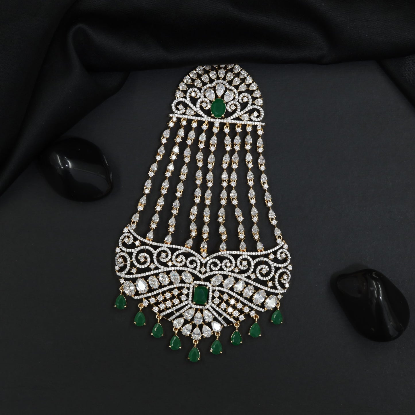 Jhumar with Scrollwork Design and Cascading Tassel Strands