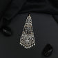 Rhodium Jhumar with Scrollwork Design and Cascading Tassel Strands