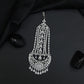 Statement Rhodium Jhumar with Cascading Chain Arrangement and Fringe