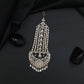 Statement Rhodium Jhumar with Cascading Chain Arrangement and Fringe