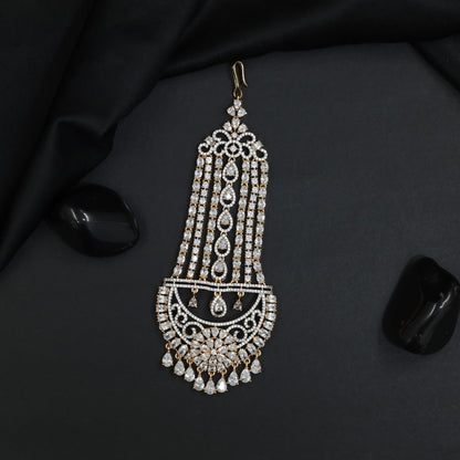 Statement Rhodium Jhumar with Cascading Chain Arrangement and Fringe