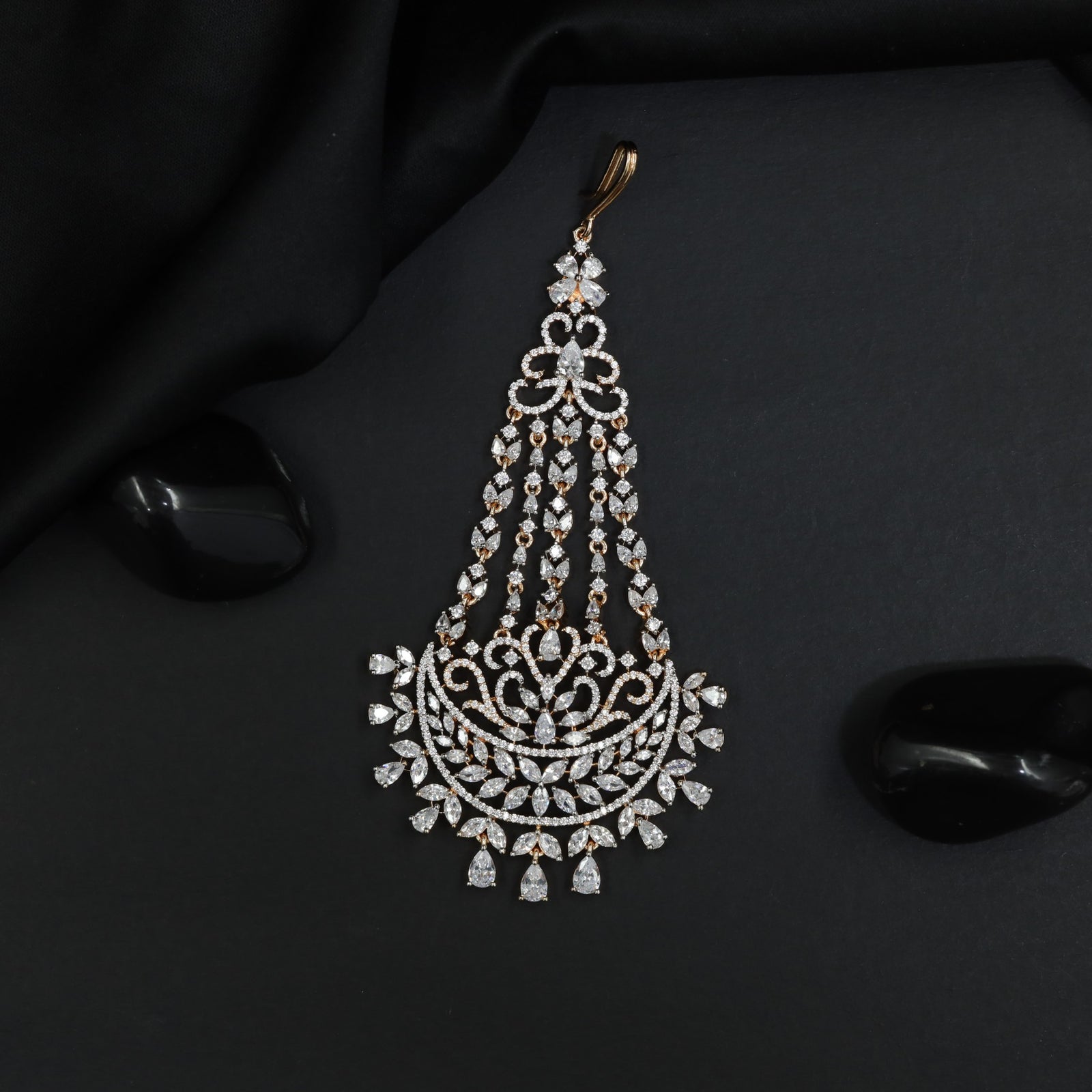 Gj Jhumar Featuring Cascading Tassels and Floral Scrollwork