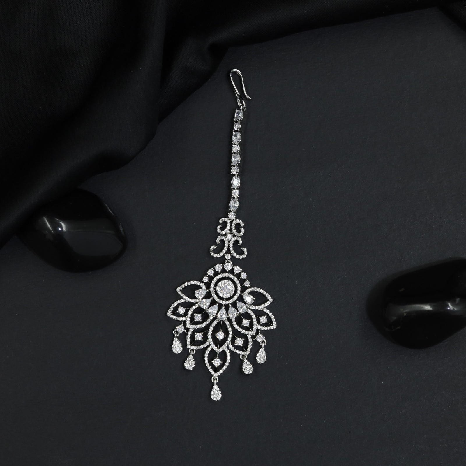 Tikka with Floral Petal Design and Drop Accents