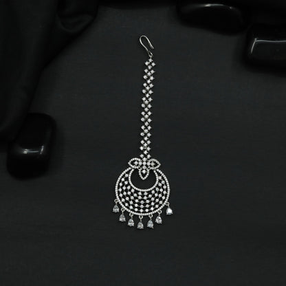 Openwork Tikka Featuring Crescent Pendant and Hanging Drops