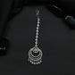 Radiant Rhodium Tikka with Circular Openwork Pendant and Cascading Drops