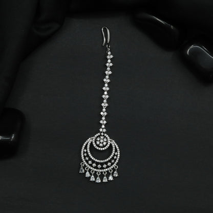 Rhodium Tikka with Circular Openwork Pendant