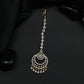 Radiant Rhodium Tikka with Circular Openwork Pendant and Cascading Drops