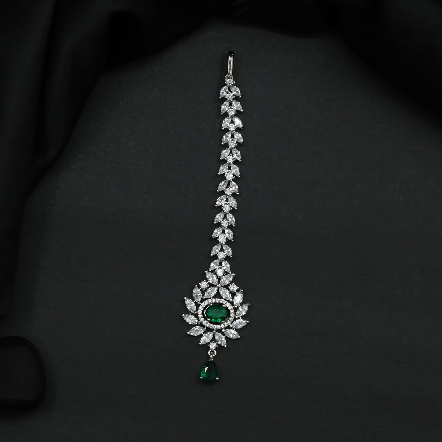 Floral Arrangement Tikka with Suspended Drop Detail