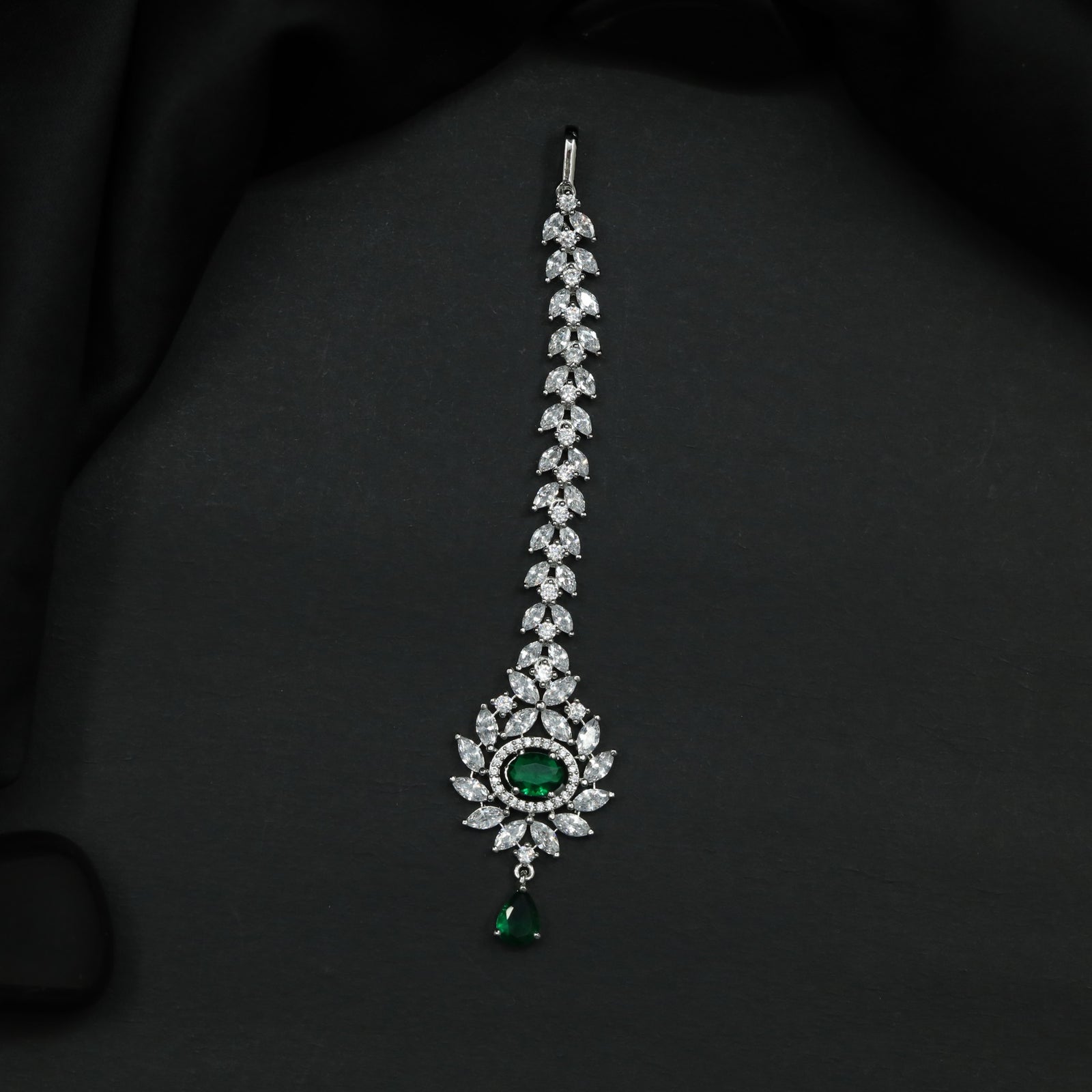 Floral Arrangement Tikka with Suspended Drop Detail