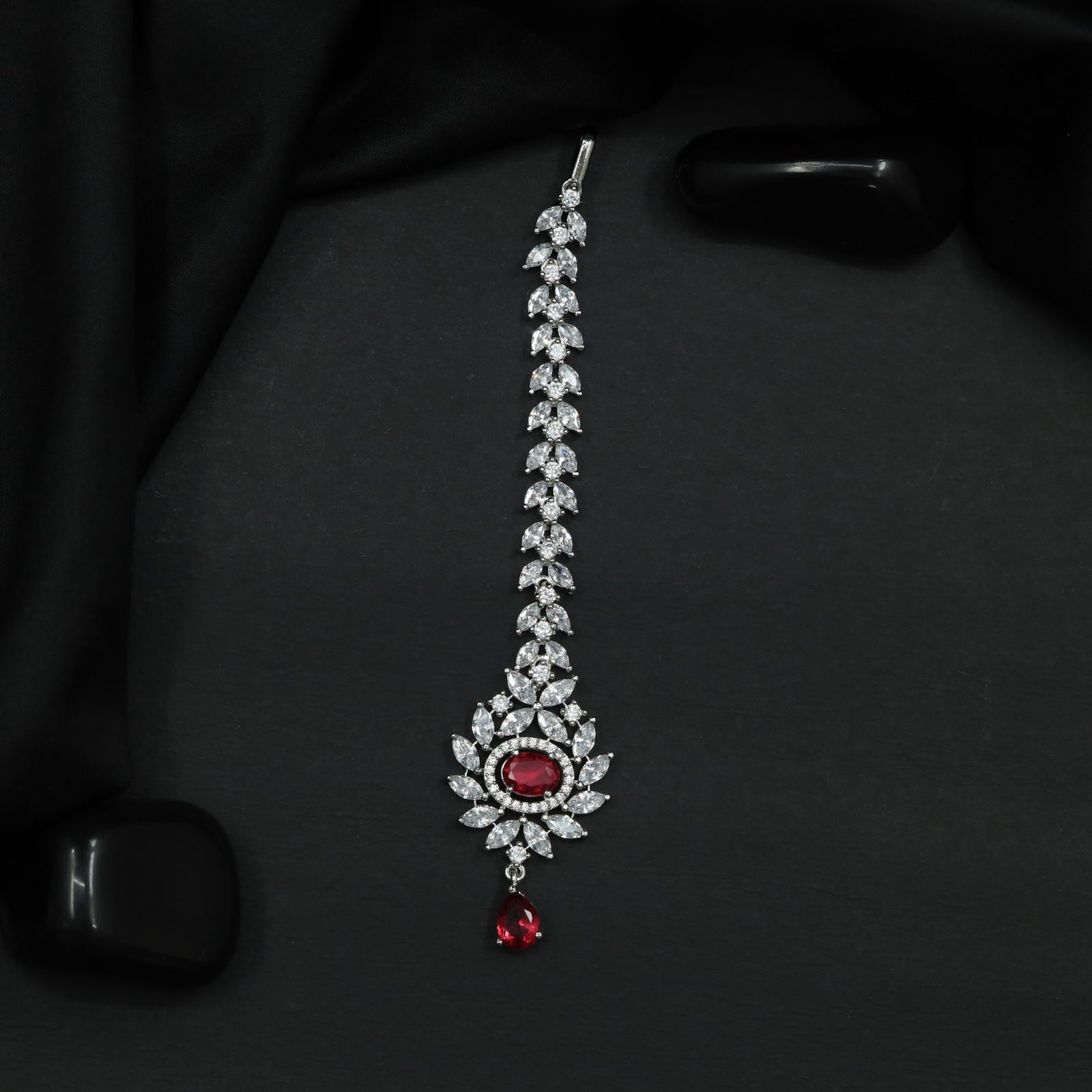 Floral Arrangement Tikka with Suspended Drop Detail
