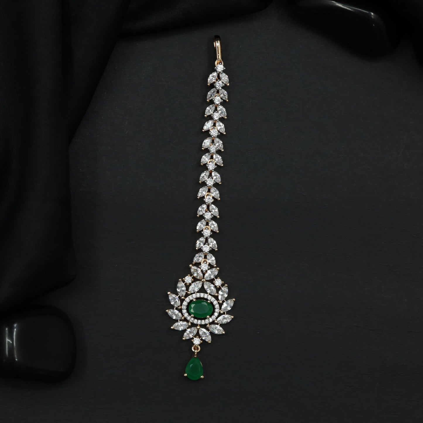 Floral Arrangement Tikka with Suspended Drop Detail