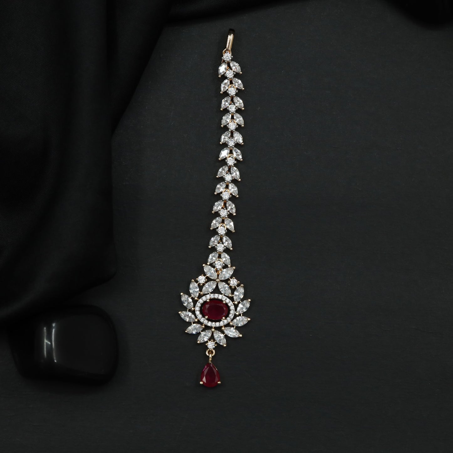 Floral Arrangement Tikka with Suspended Drop Detail