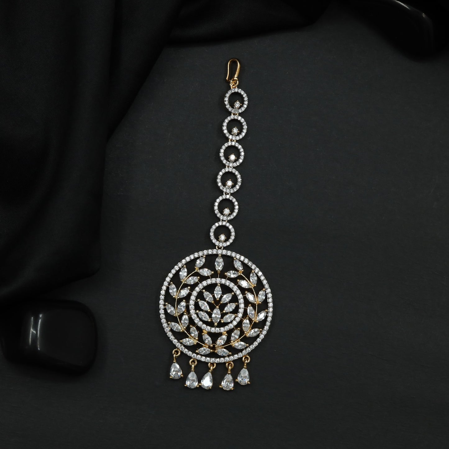 Tikka with Circular Floral Medallion and Drop Fringe