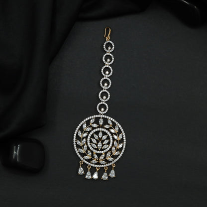 Tikka with Circular Floral Medallion and Drop Fringe