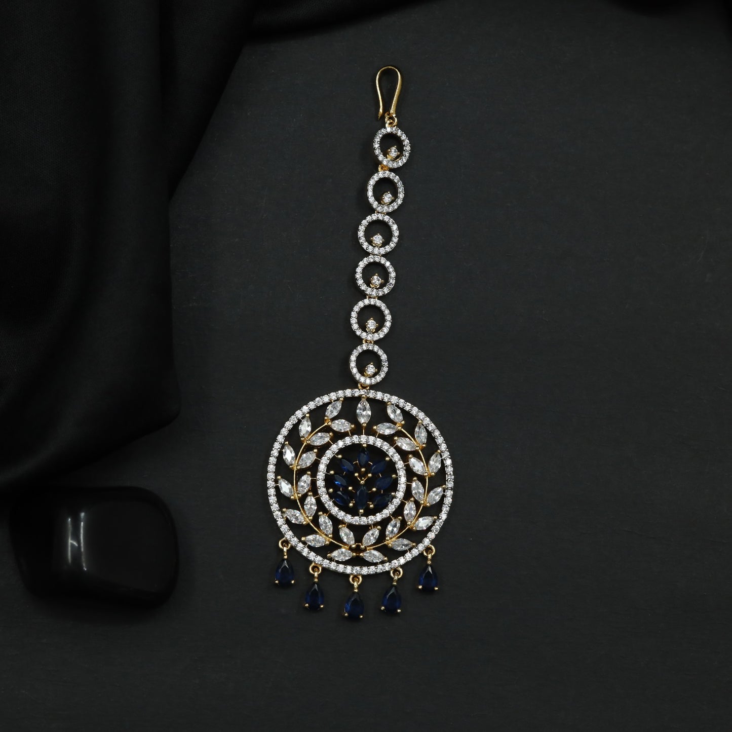 Tikka with Circular Floral Medallion and Drop Fringe