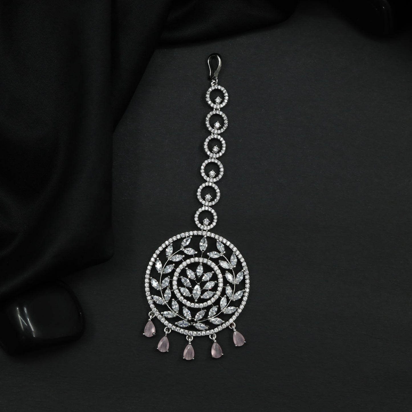 Tikka with Circular Floral Medallion and Drop Fringe
