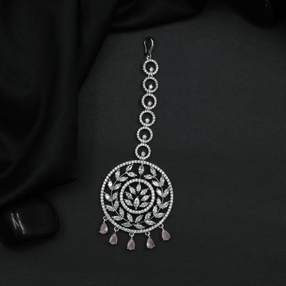 Tikka with Circular Floral Medallion and Drop Fringe