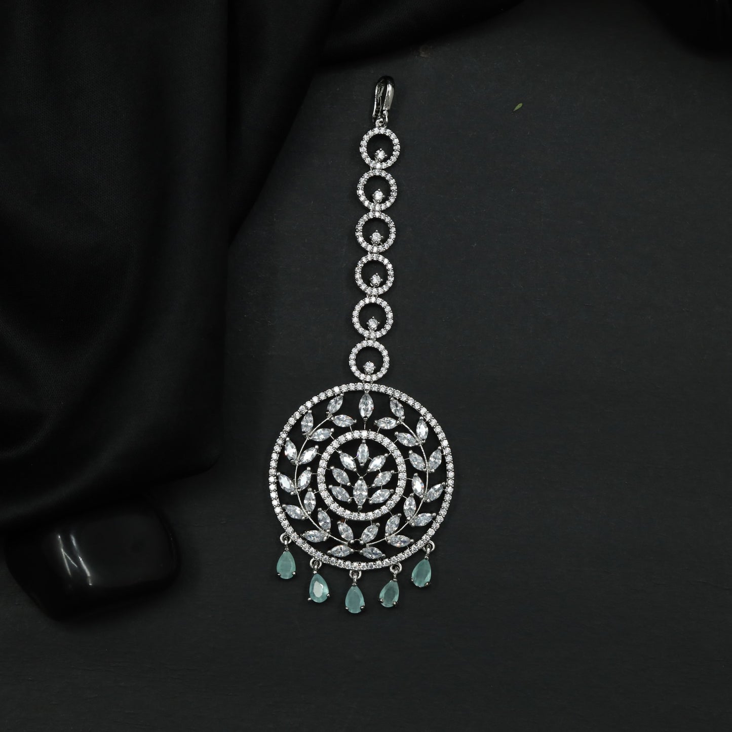 Tikka with Circular Floral Medallion and Drop Fringe