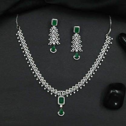 Contemporary Necklace with Angular Links and Pendant Accent