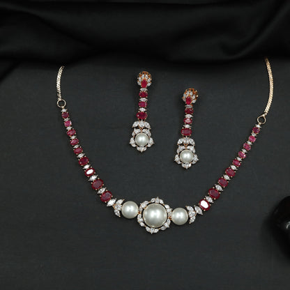 Necklace with Decorative Side Accents and Pearl Center Feature