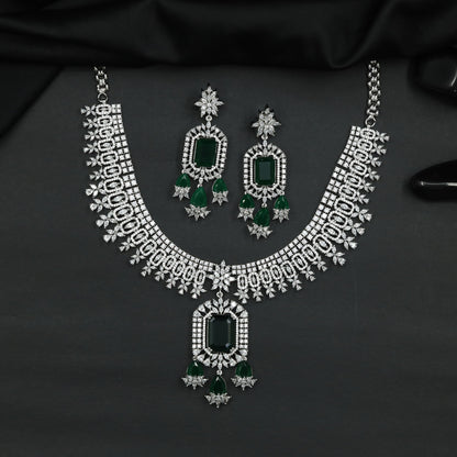 Necklace with Geometric Pendant and Floral Border Detailing