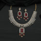 Necklace with Geometric Pendant and Floral Border Detailing