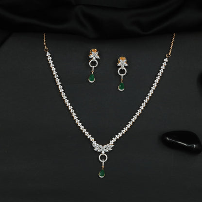 Floral Cluster Necklace with Decorative Center Drop Accent
