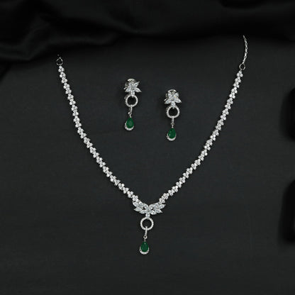 Floral Cluster Necklace Set with Centre Drop