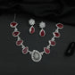 Pear Link Rhodium Necklace with Circular Accent Design