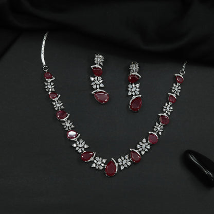 Necklace Featuring Alternating Floral Clusters and Pear Elements