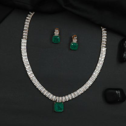 Statement Necklace with Baguette Links and Decorative Pendant