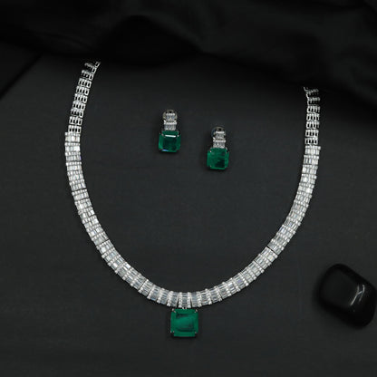 Statement Necklace with Baguette Links and Decorative Pendant