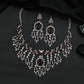 Rhodium Necklace with Leaf Clusters and Decorative Drop Arrangement