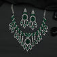 Rhodium Necklace with Leaf Clusters and Decorative Drop Arrangement