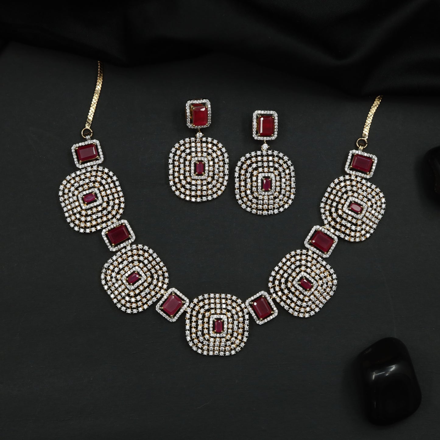Necklace Featuring Circular Medallions and Geometric Connectors