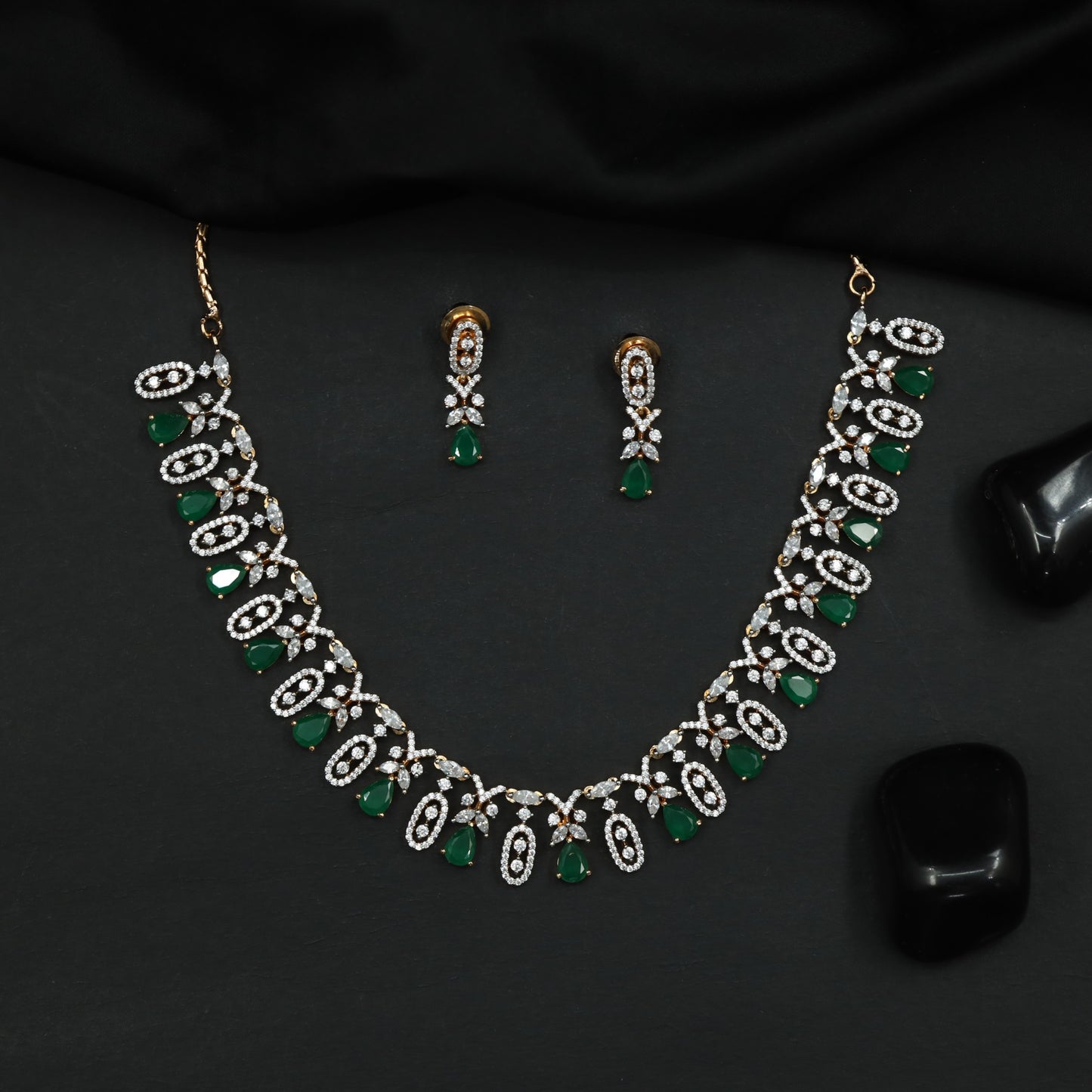 Necklace Featuring Flowing Floral Arrangement and Ornamental Elements