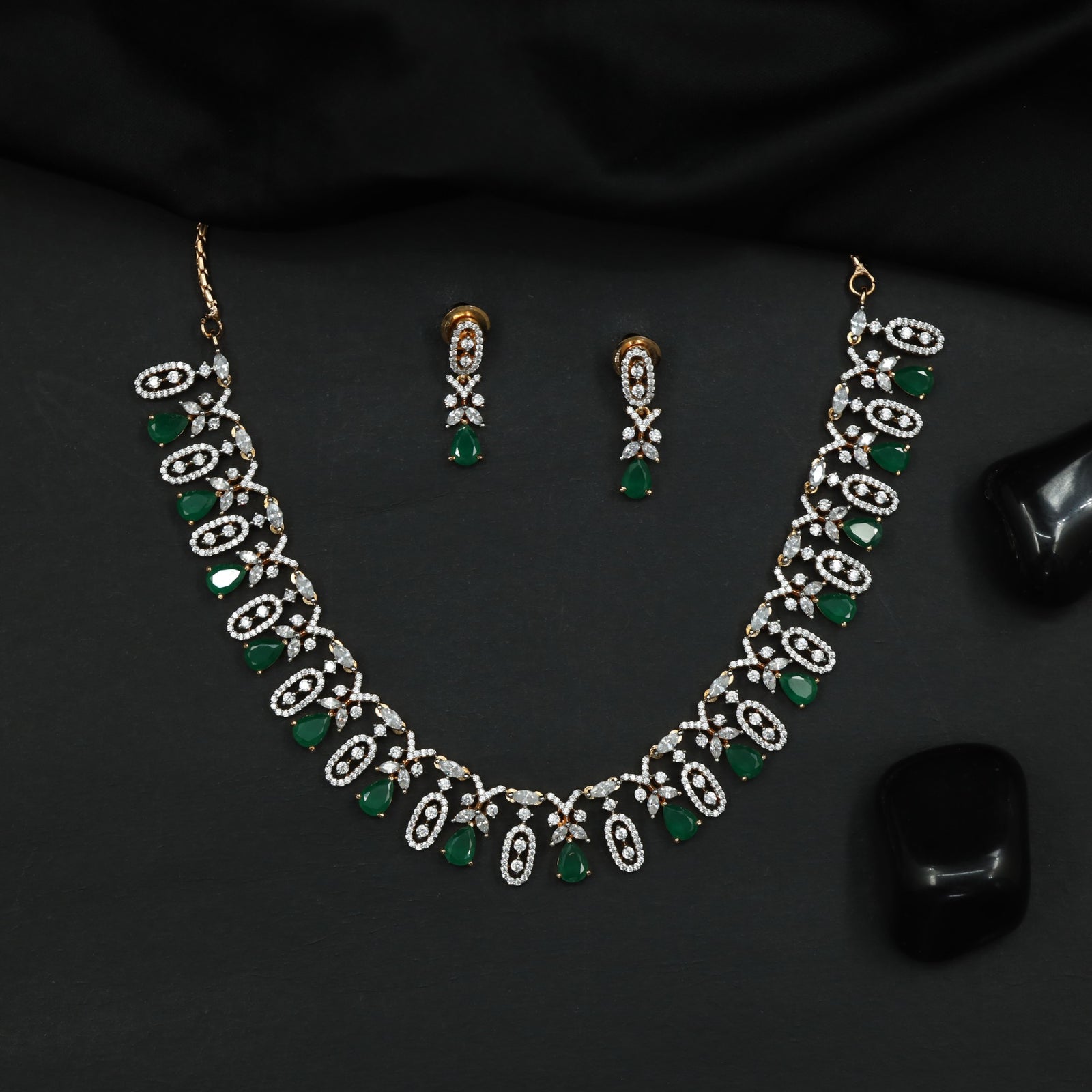 Necklace Featuring Flowing Floral Arrangement and Ornamental Elements