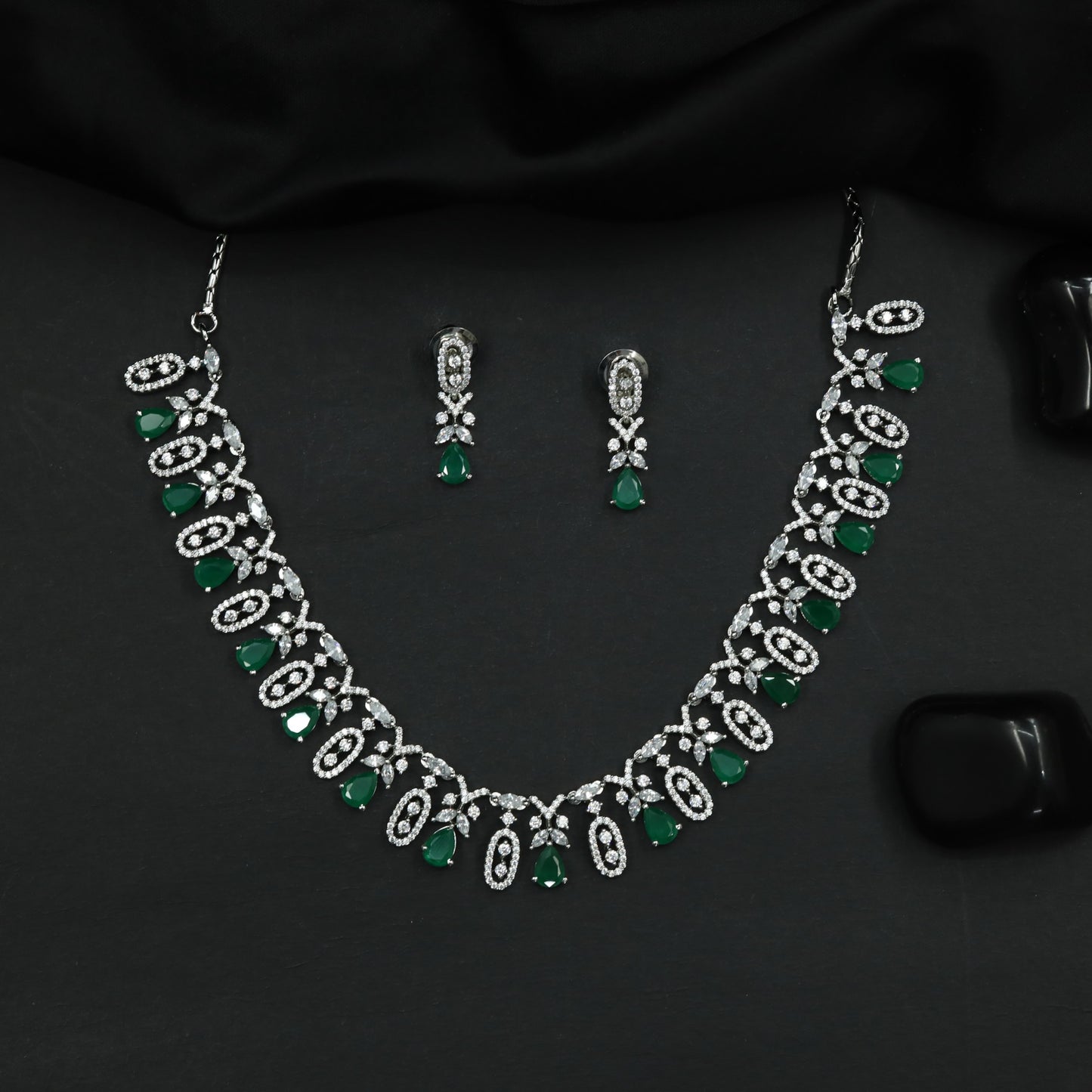 Necklace Featuring Flowing Floral Arrangement and Ornamental Elements