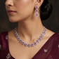 Rhodium Necklace with Continuous Floral Arrangement and Fine Detailing