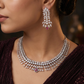 Designer Rhodium Necklace Featuring Cascading Leaf Elements
