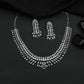 Designer Rhodium Necklace Featuring Cascading Leaf Elements