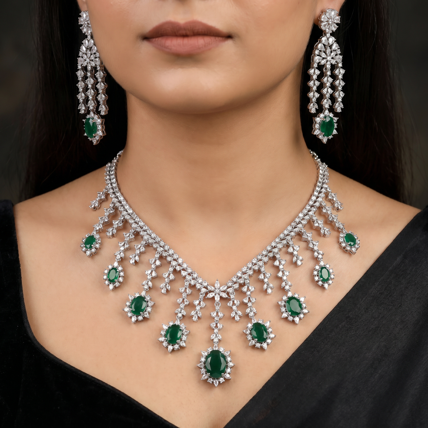 Necklace Featuring Branch Inspired Detailing and Drop Elements